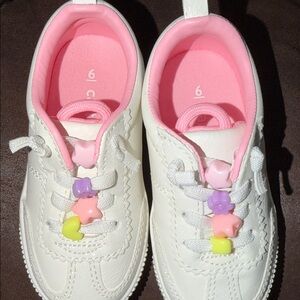 Carter's White and Pink Kids Sneakers with Colorful Charm Accents